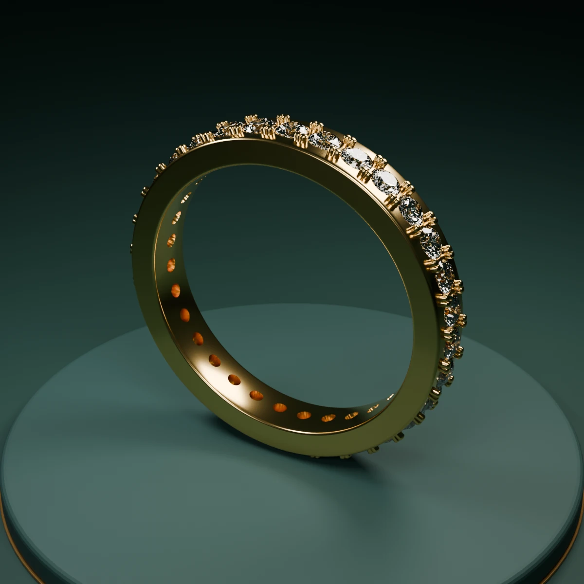 Alliance en or et diamants, création 3D réalisée avec PrivauriCAD
