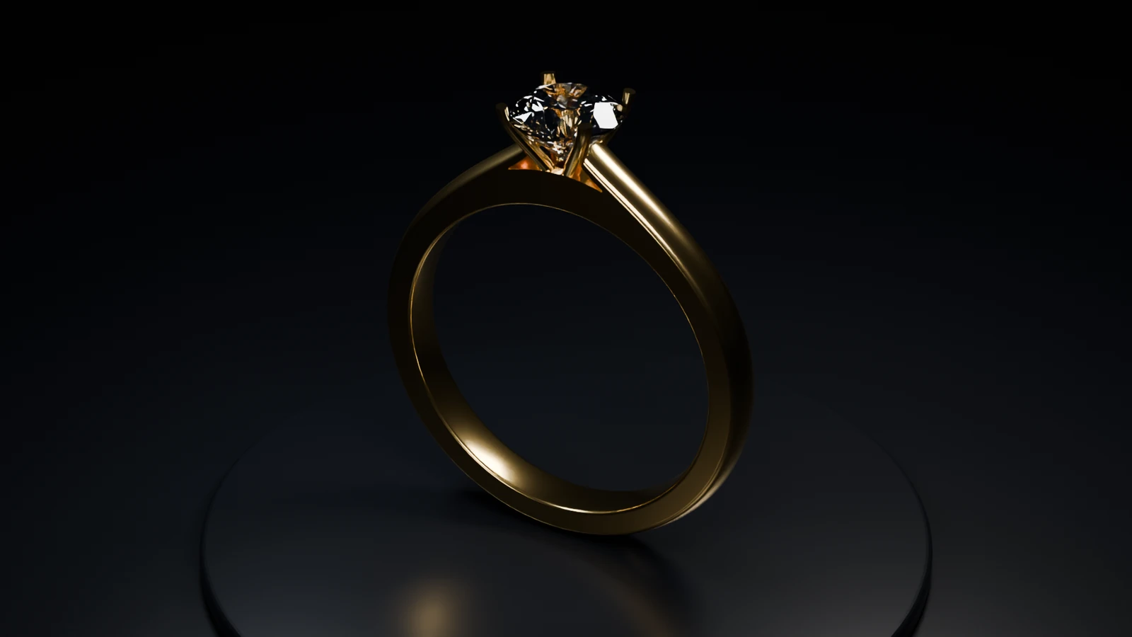Rendu 3D d’un solitaire en or, exemple de création personnalisable dans PrivauriCAD